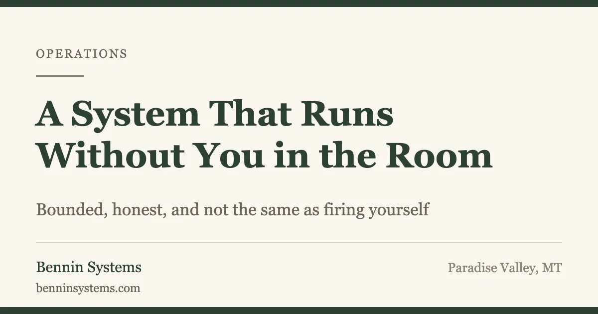 Editorial cover about a small business system that runs without the owner present