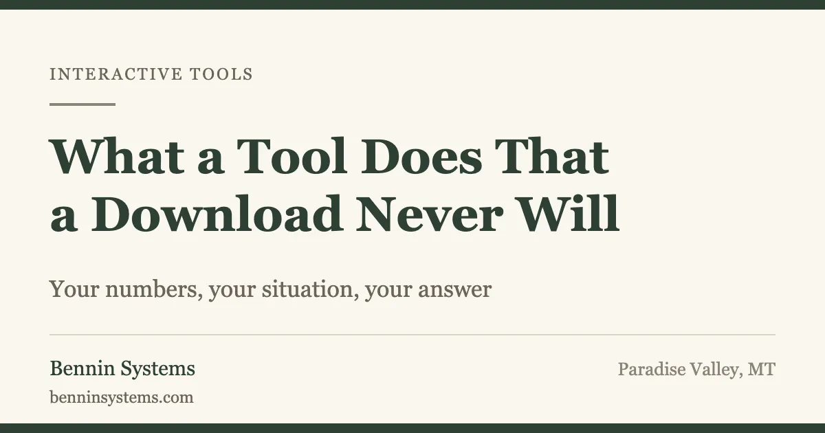 Editorial cover comparing an interactive tool with a static download
