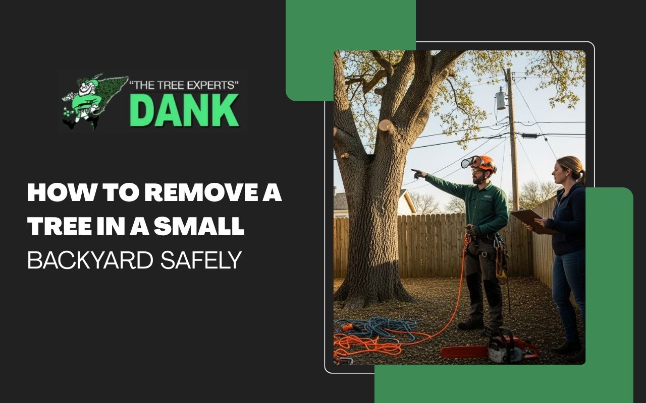 Planning how to remove a tree in a small backyard safely before cutting