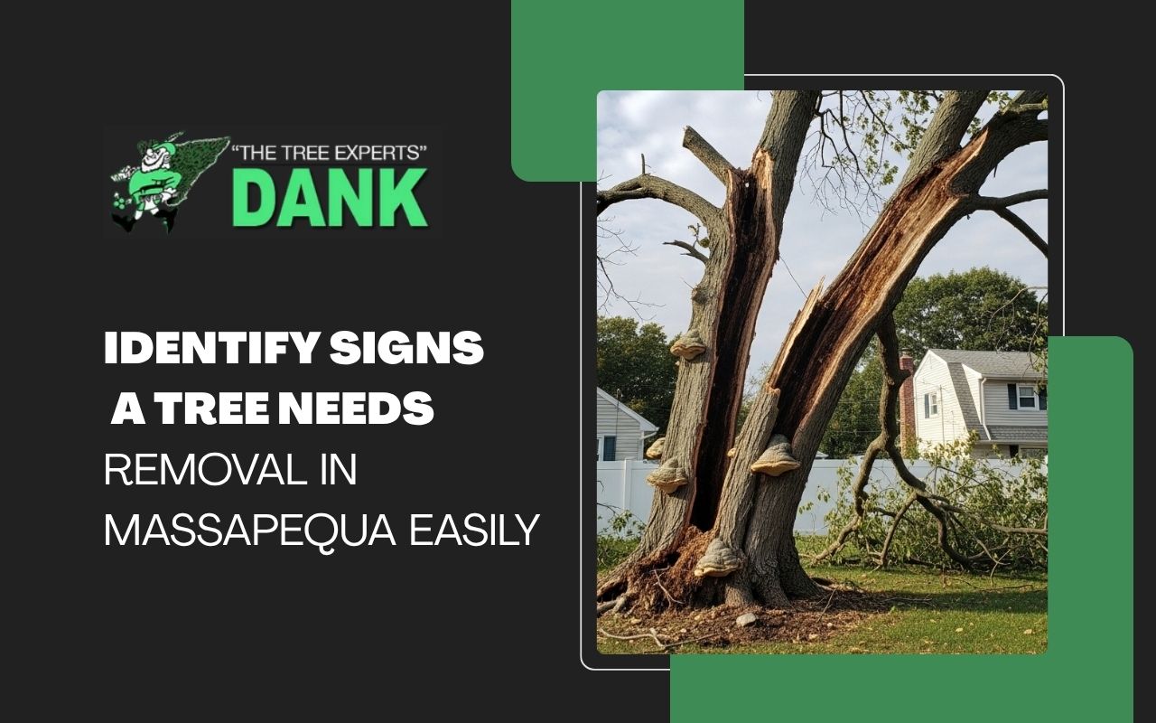 Signs a tree needs removal in Massapequa near a residential yard