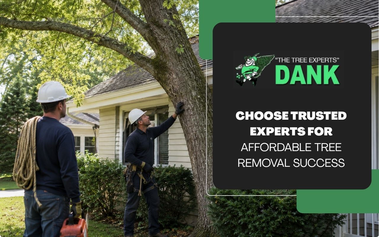 Affordable tree removal crew checking a risky tree near a home