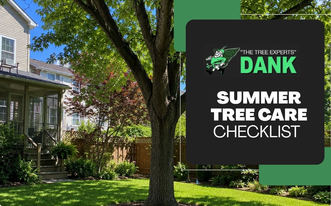 Healthy backyard tree in Hicksville during summer tree care