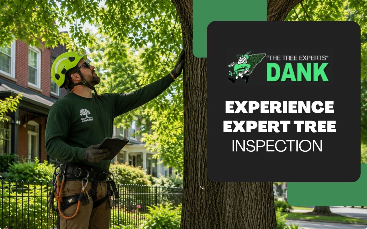 Arborist checking a tree during a tree inspection in Massapequa, NY