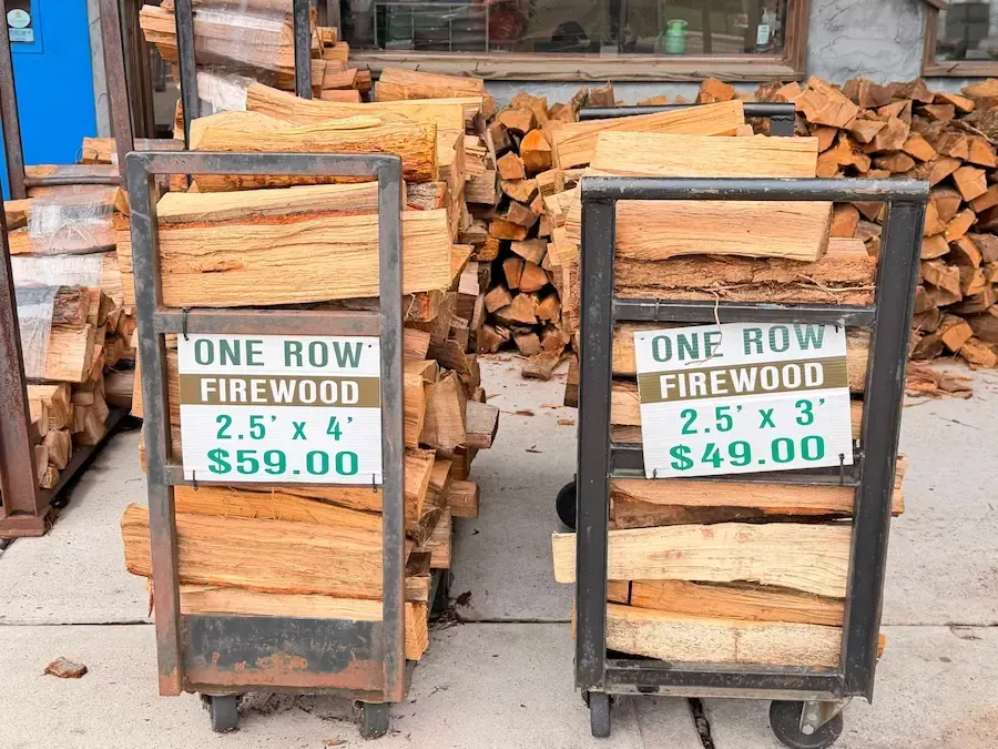 Firewood delivery arriving at a residential property in Long Island