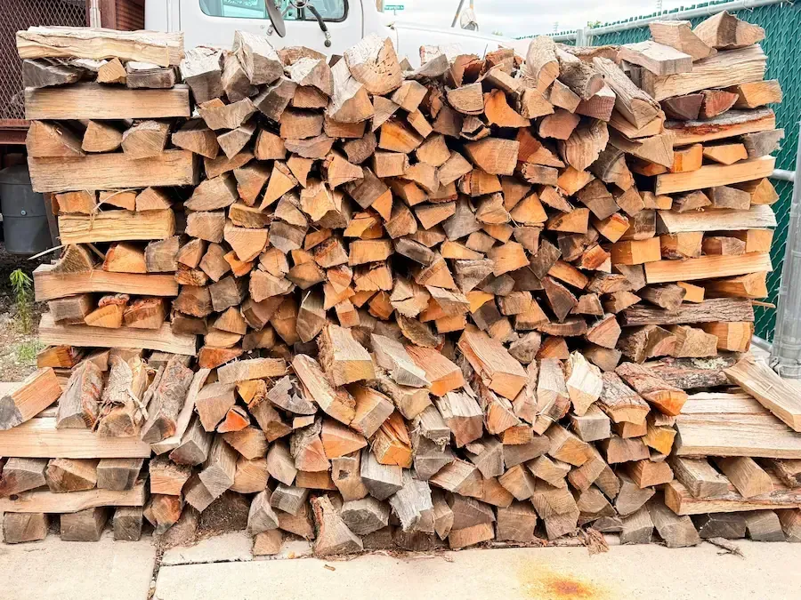 Firewood prepared for customer pickup in Massapequa, New York