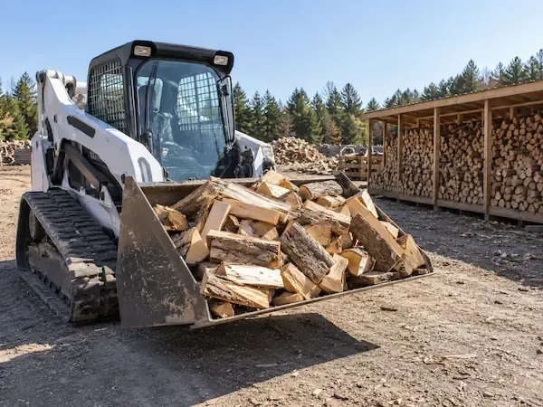 Firewood delivery arriving at a residential property in Long Island