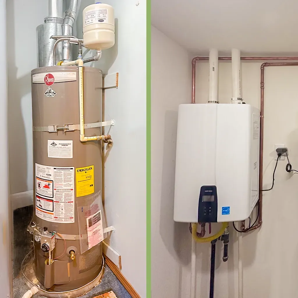 Professional installing a [gas tank / gas tankless] water heater in a Puget Sound home
