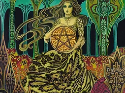 Image illustrating an occult mysteries database, featuring ancient texts, mystical symbols, and esoteric artifacts. Highlights a vast collection of resources for exploring hidden knowledge, occult practices, and mystical traditions.