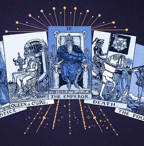 Image of a Tarot Reading session, highlighting the process of drawing cards and interpreting their meanings to provide insights and guidance. Emphasizes themes of self-discovery, spiritual growth, and personal empowerment through intuitive and mystical exploration.