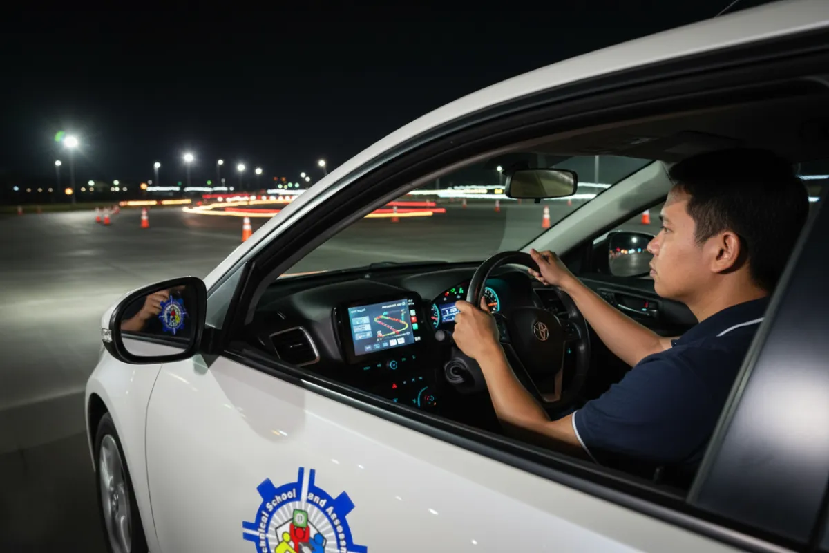 the dashboard of a car in the dark