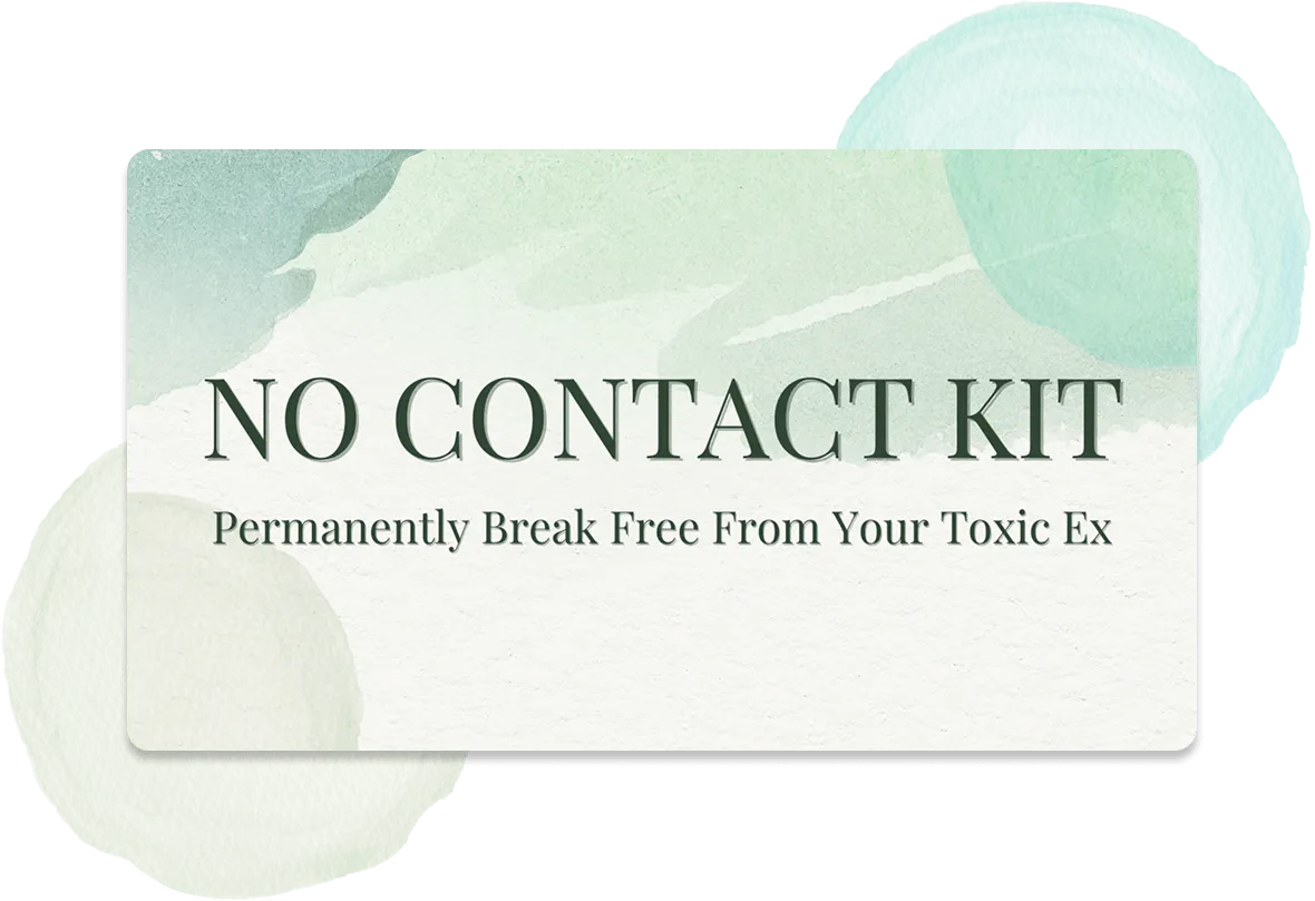 Course card for No Contact Kit — light green watercolor overlay with title: “Permanently Break Free From Your Toxic Ex.