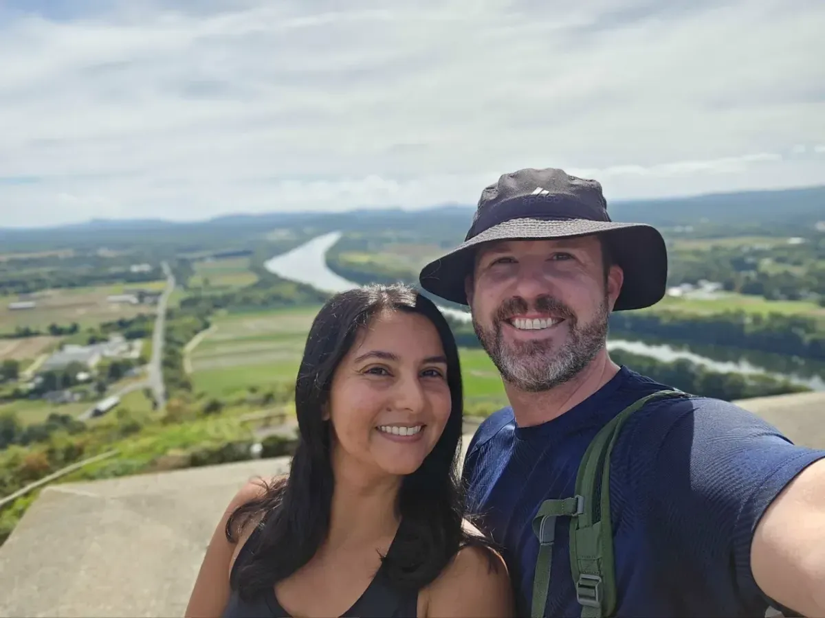 John with wife Natasha on top of Mt. Sugarloaf in Deerfield, MA