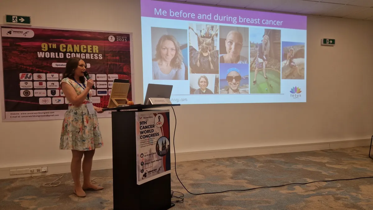 Veronika Bubenickova speaking at the 9th Cancer World Congress.