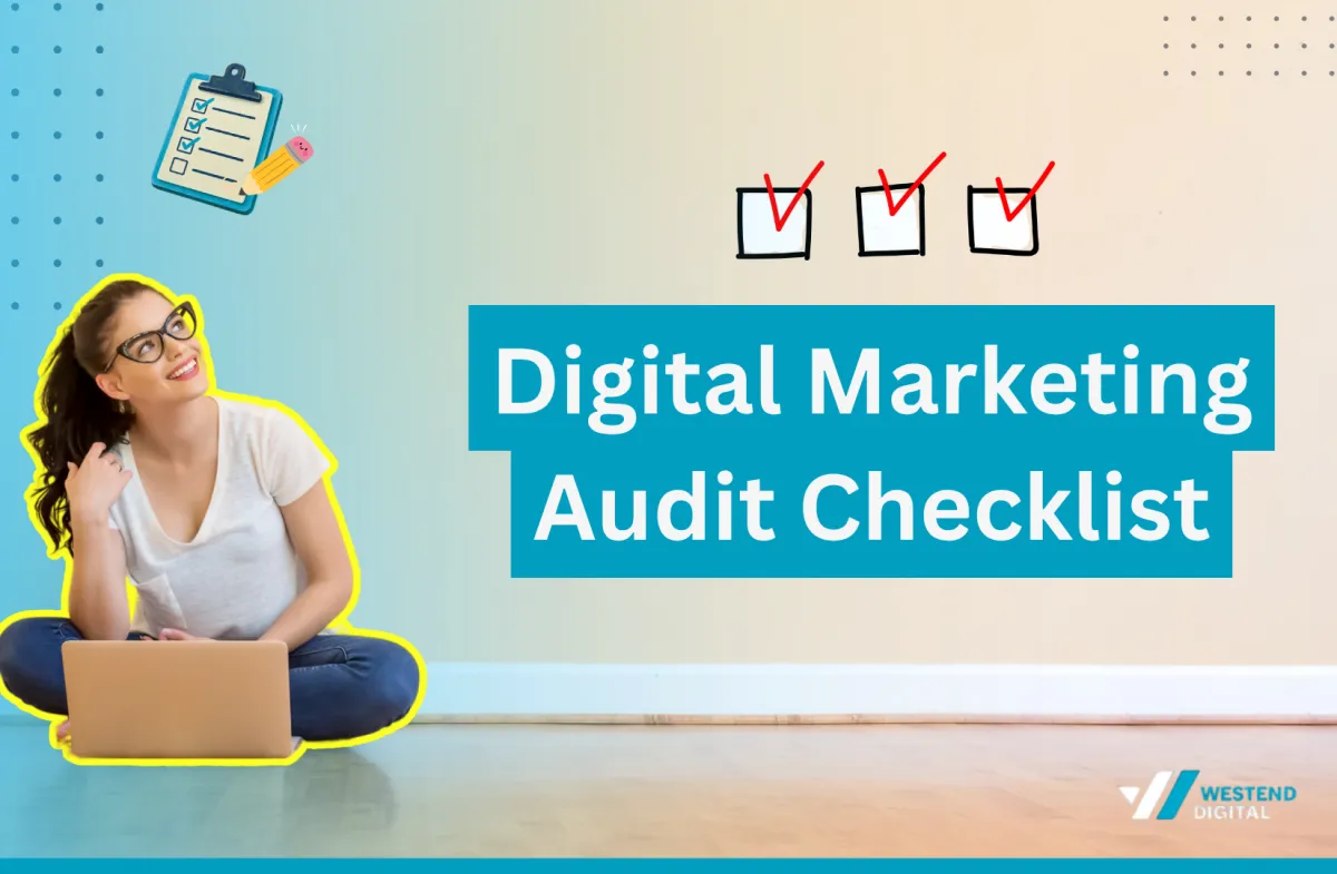 Women thinking for digital marketing audit checklist