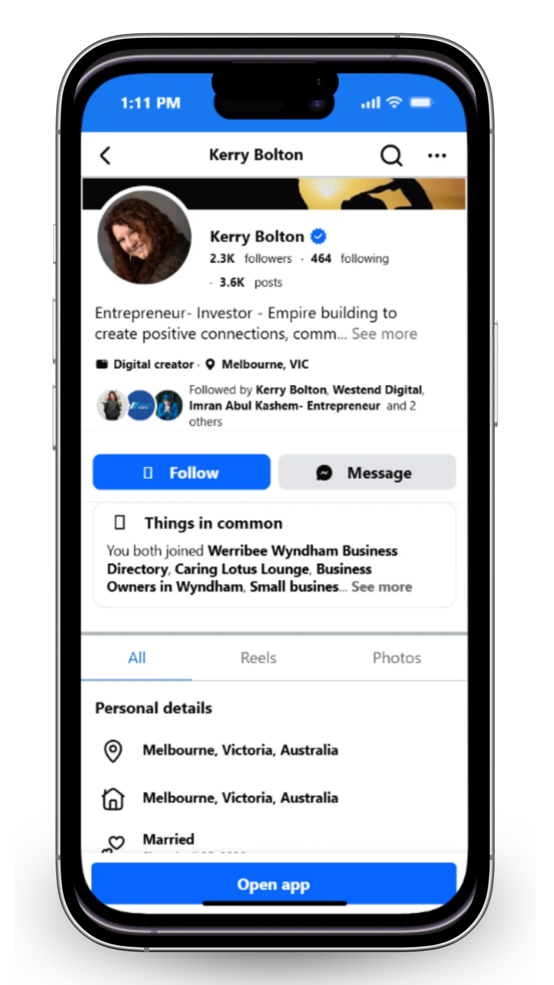 social media of caring lotus on mobile view