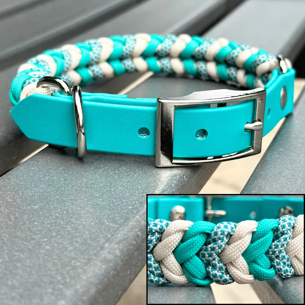 teal cream teal diamonds collar