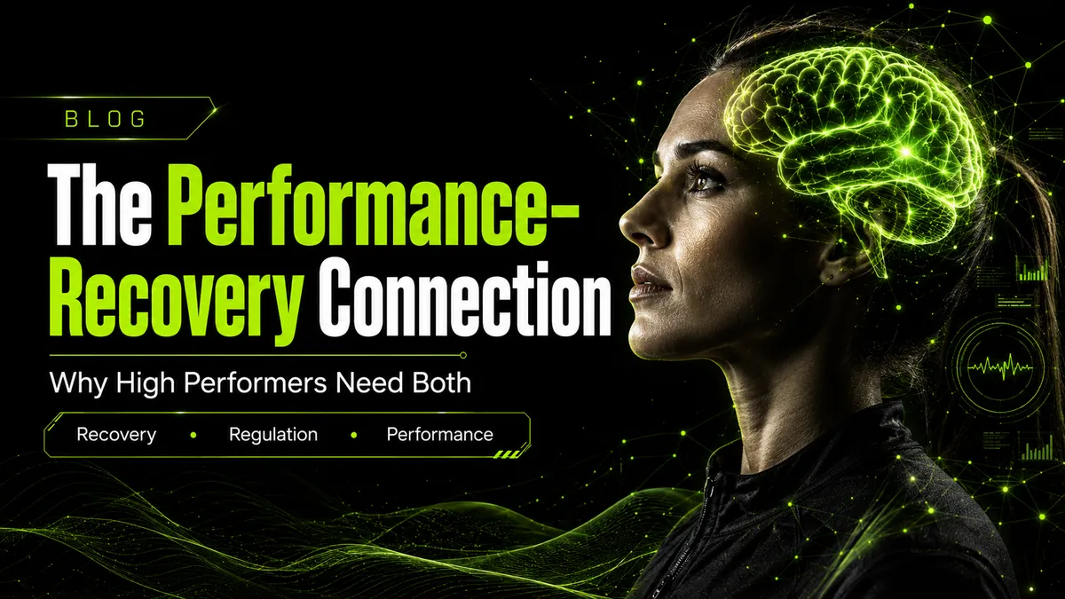 High performer with glowing brain illustrating the balance between intense performance and recovery