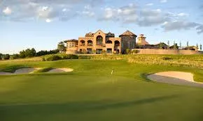 Covered Trex deck overlooking golf course in Flying Horse