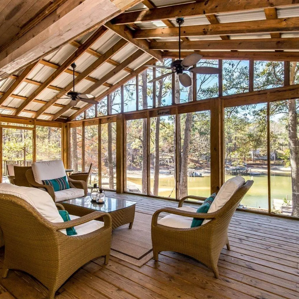 Custom wood deck with built-in seating in Colorado backyard