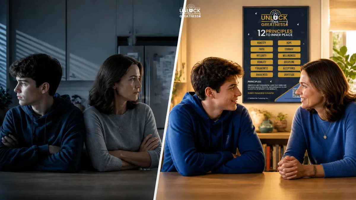 Split image contrasting a tense, disconnected conversation with a warm, attentive one between a student and a mentor
