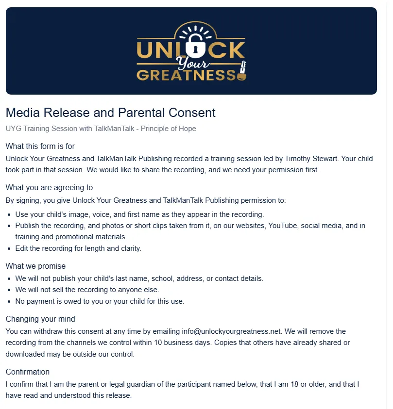 Consent Form for Parents