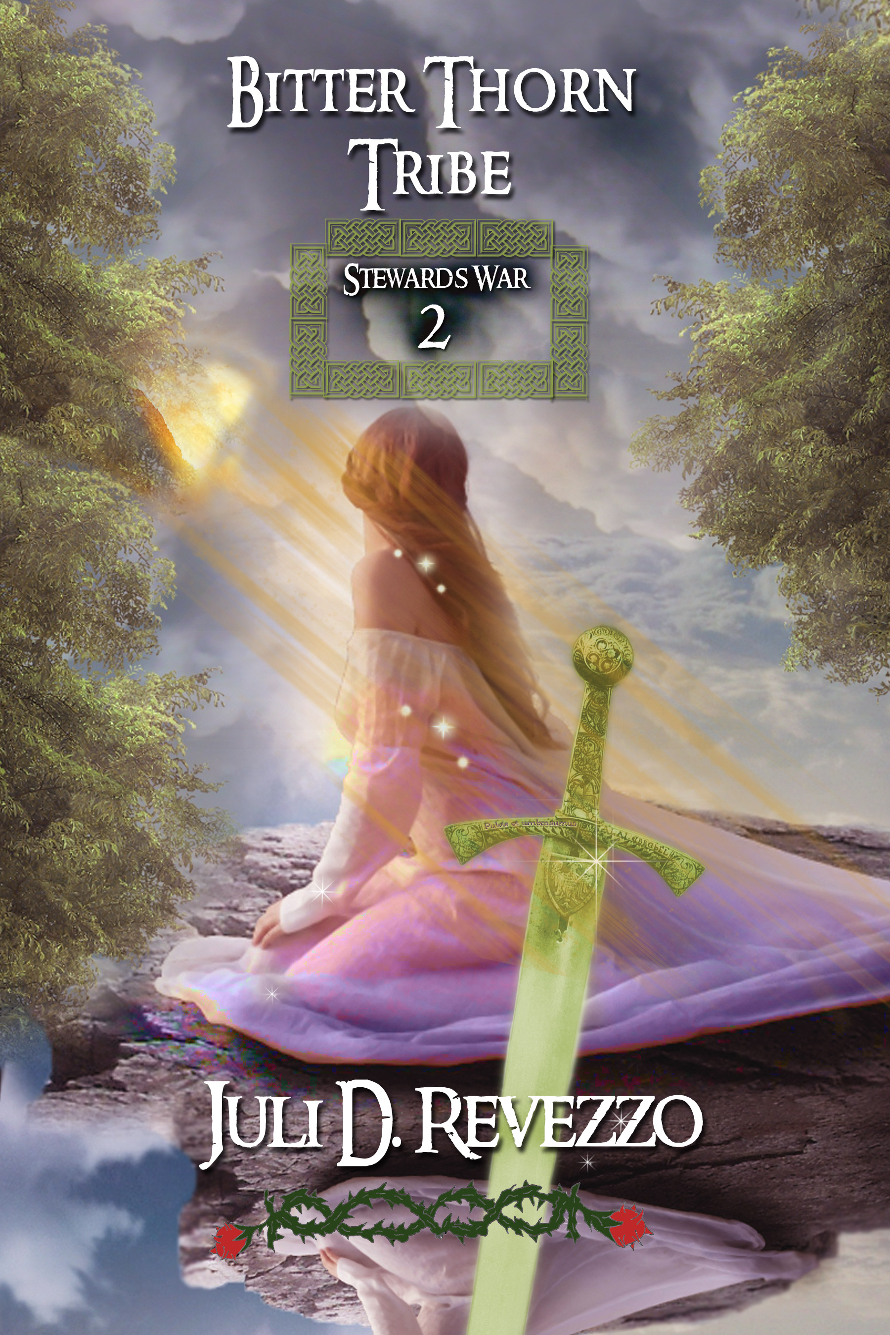 Bitter Thorn Tribe (Stewards War, book two) by Juli D. Revezzo, romantasy, Celtic romance, druid romance, gods and wizards, world ending romance, urban fantasy romance, paranormal romance, fantasy romance, druids