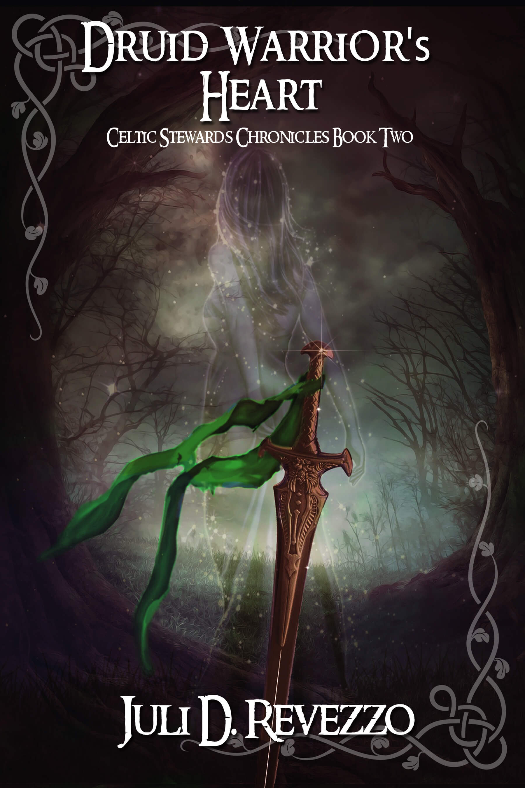 Druid Warrior's Heart by Juli D. Revezzo, romantasy, Druid Romance, Medieval romance, Irish romance, Guardian romance, immortal warrior romance.  world ending romance