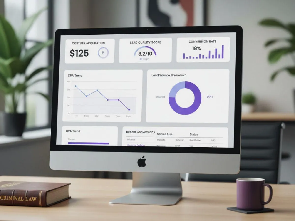 Reporting dashboard showing CPA, lead quality, and conversion rates