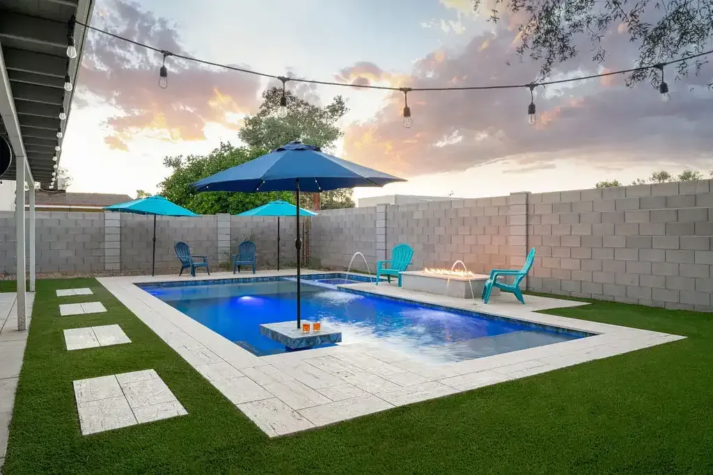 A large indoor swimming pool in a house