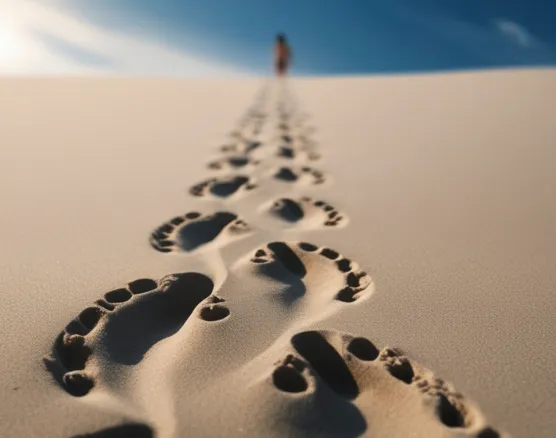 Footprints on a path representing discipleship and action
