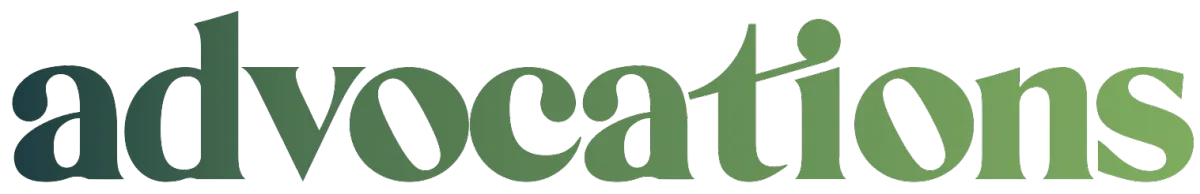 Advocations Logo dark green to lighter green with word Advocations spelled in lowercase font