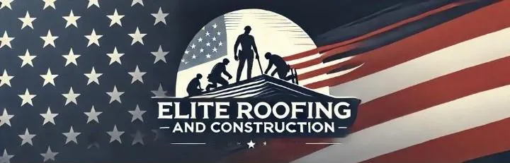 Elite Roofing & Outdoor Construction logo with American flag background and roofing silhouette — trusted Georgia roofing company