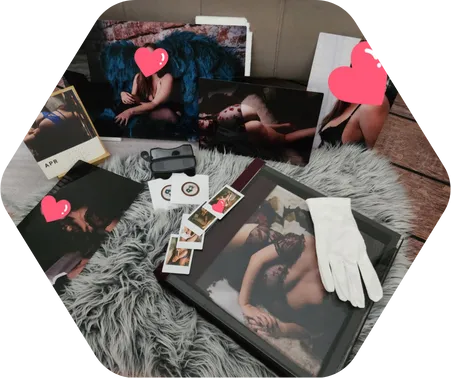 A collection of boudoir photography products ordered by a happy customer