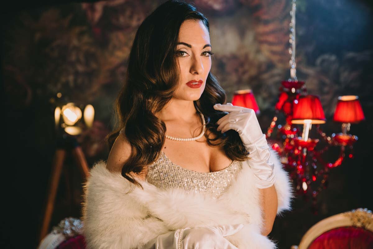 Beauty portrait by Indianapolis boudoir photographer featuring elegant lighting and editorial styling.