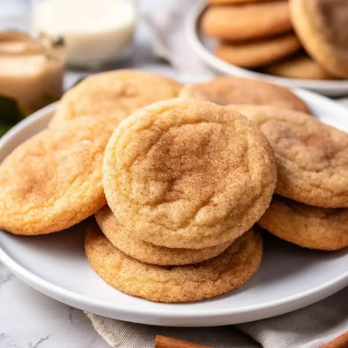 snickerdoodle cookies on a white plate