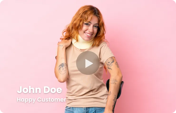 Smiling woman with neck brace showcasing Aldus Local digital marketing