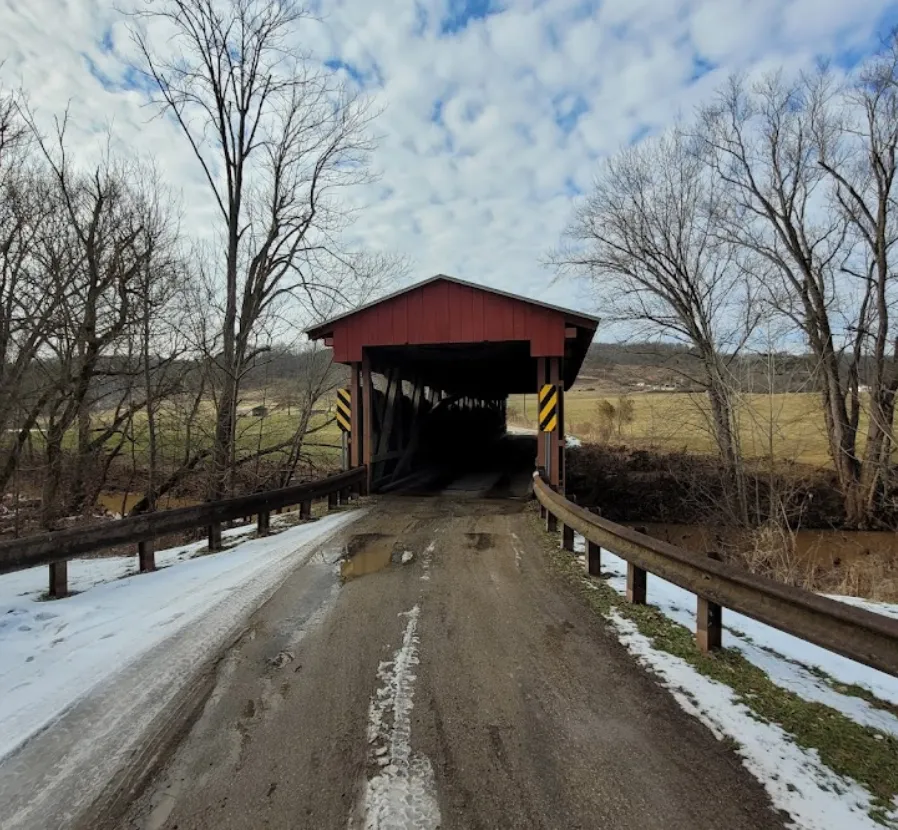 road leading to sarvis fork covered bridge in sandyville wv