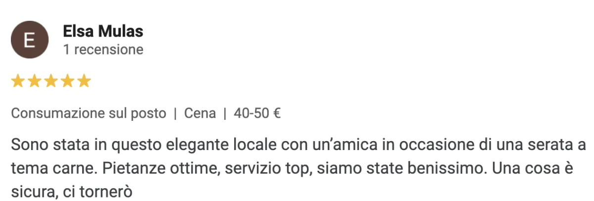Recensione positiva su Loddo Bistrò