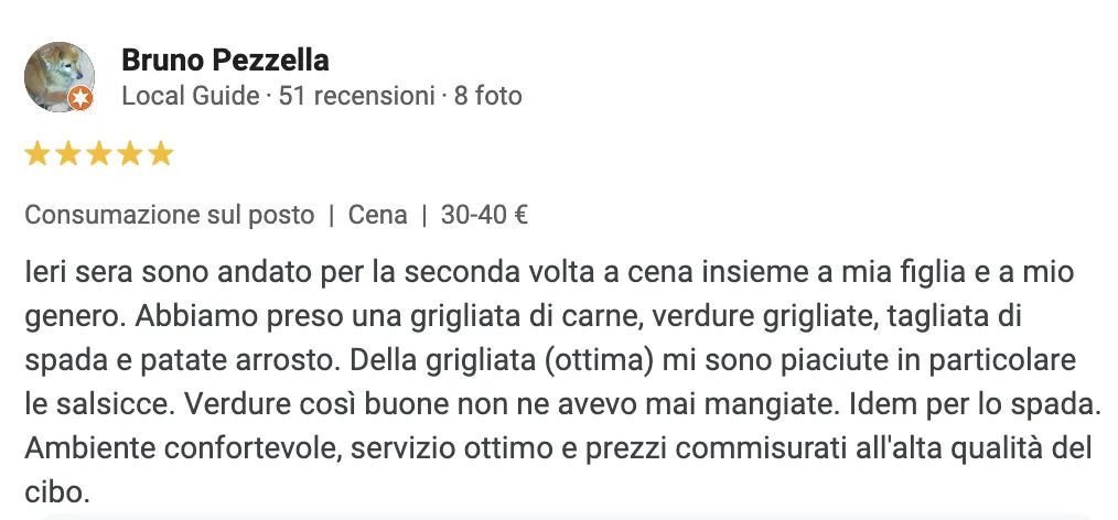 Recensione positiva su Loddo Bistrò