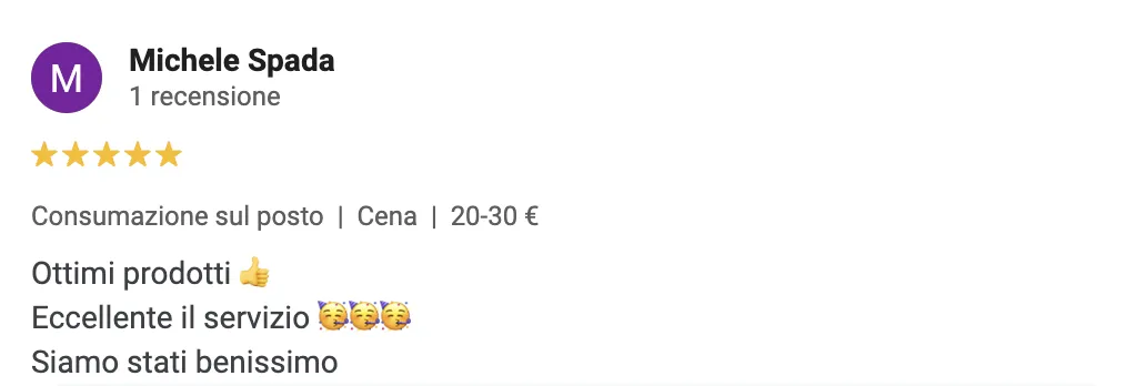 Recensione positiva su Loddo Bistrò