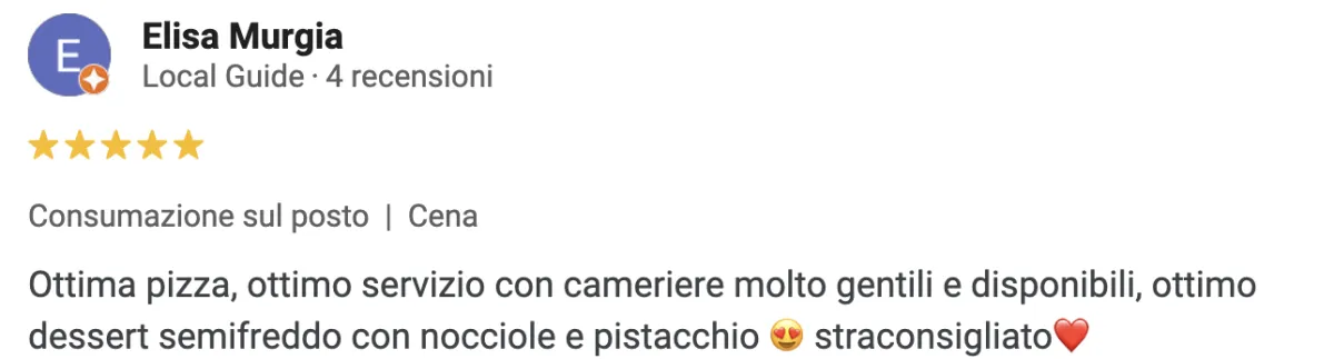 Recensione positiva su Loddo Bistrò