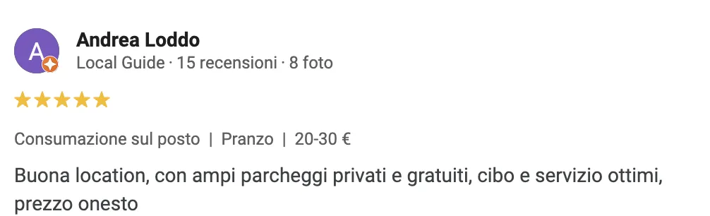 Recensione positiva su Loddo Bistrò
