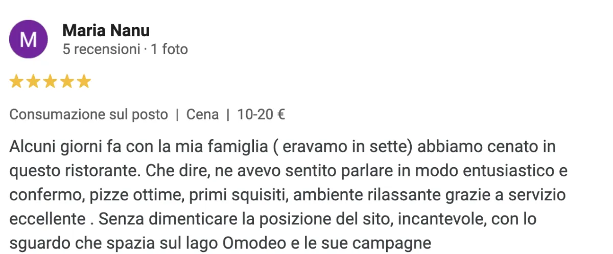 Recensione positiva su Loddo Bistrò