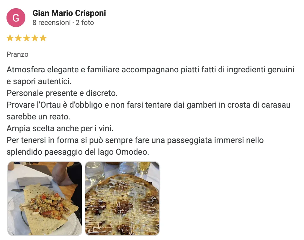 Recensione positiva su Loddo Bistrò