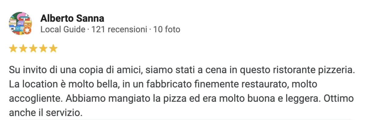 Recensione positiva su Loddo Bistrò