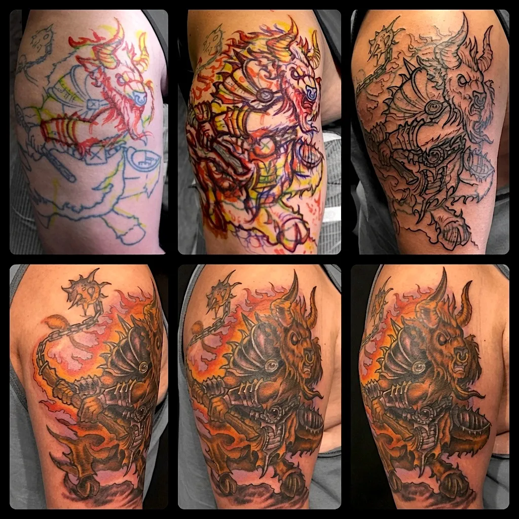 Minotaur tattoo cover-up photo