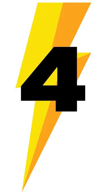 Lightning bolt icon with number 4 for Step 4 in solar depreciation strategy: File taxes correctly with tax professional for accurate residential solar system depreciation claim, ensuring proper documentation and compliance for maximum tax savings.