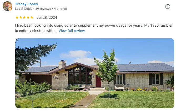 Tracey Jones google review of Ask Solar Mike
