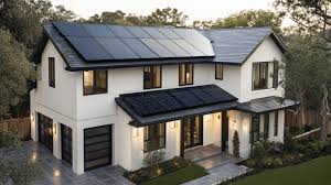 Elegant premium Tesla Solar Roof with sleek black tiles professionally installed on a luxurious Lehi home with modern design and scenic Wasatch Mountain views