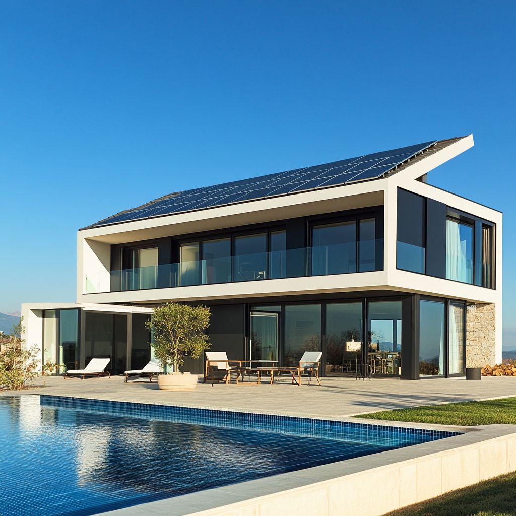 Premium Tesla Solar Roof with sleek black tiles and elegant 2026 black Tesla Solar Panels gracefully installed on a luxurious St. George estate featuring sophisticated desert architecture and stunning red rock mountain views
